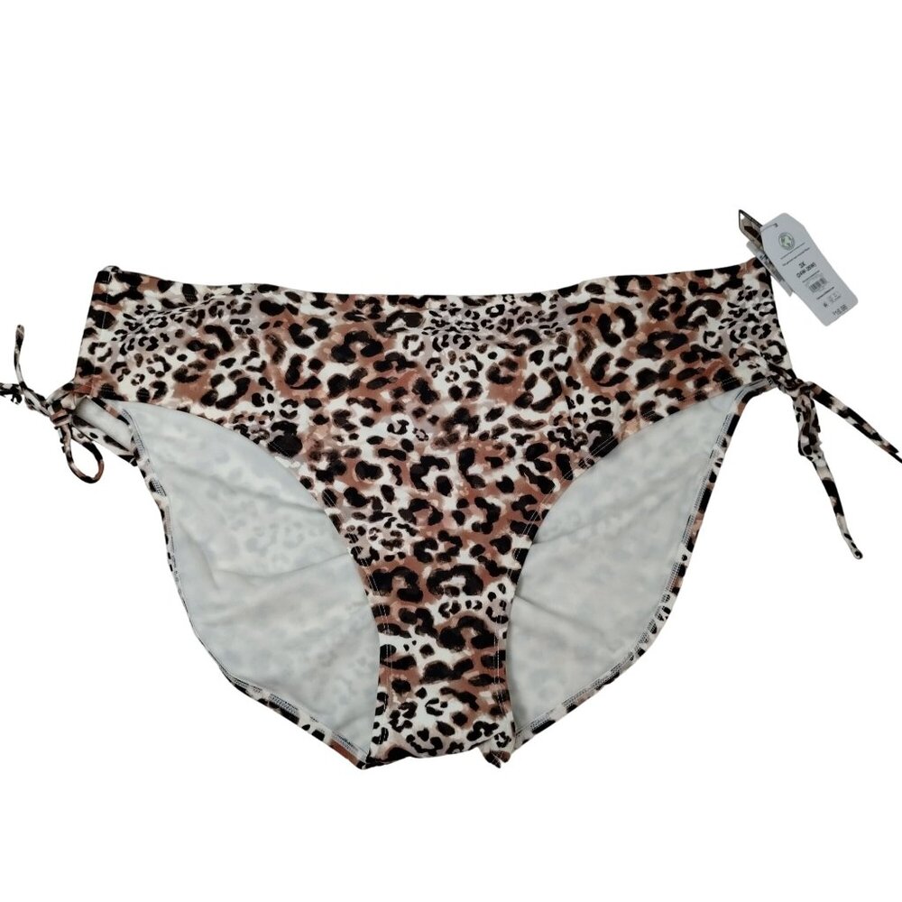 Time and Tru Womens 3XL Watercolor Cheetah Mid Rise Ruched Back Bikini Bottoms